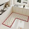 L Shaped Kitchen Rug Waterproof Oil Proof PVC Mat Non Slip Soft Floor Carpet Easy To Clean Simple Home Decor