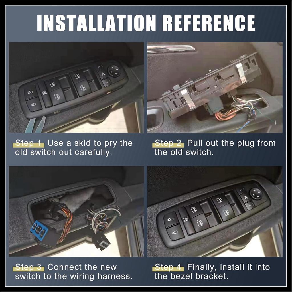 Power Window Switch 29885 1791339 for Ford Transit MK8 Custom 14 15 16 17 18 21 22 23 Driver Side Door Power Window Control with Light Switch Black