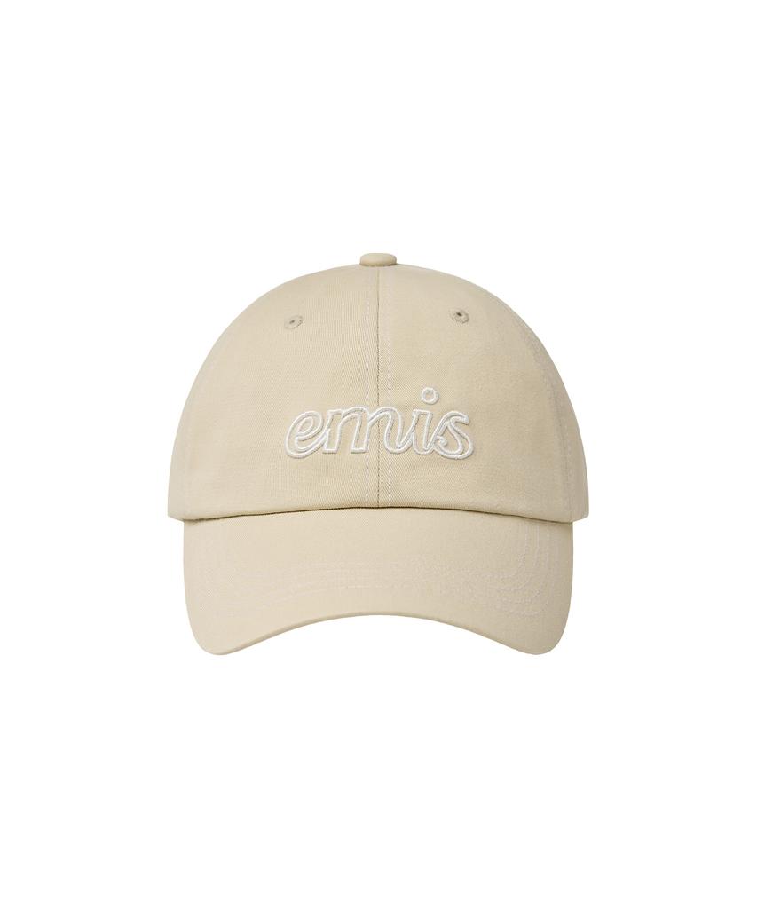Imiseu Lettering Logo White Stitch Ball Cap-Light Beige
