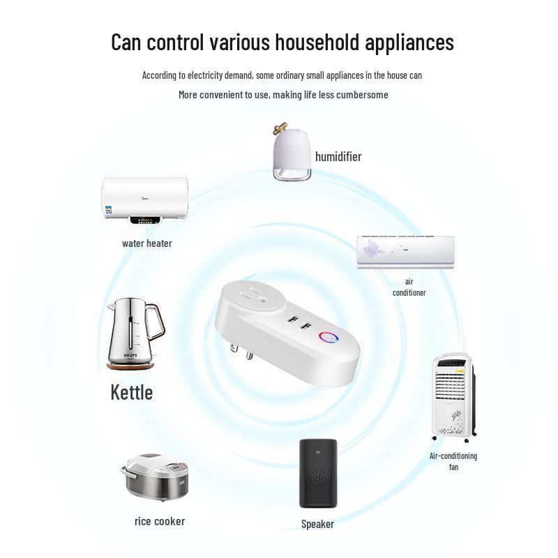 Graffiti WiFi Smart Socket with USB: Compatible with US, Brazilian, Australian, Israeli, and Italian Standards; Cross-border Timer Plug.