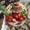 2D Flat Aluminum 7.87 Inch X 7.87 Inch Strawberry and Jam Style Wall Hanging. Suitable for Living Rooms, Kitchens, Bars, Cafes, Clubs, Porches