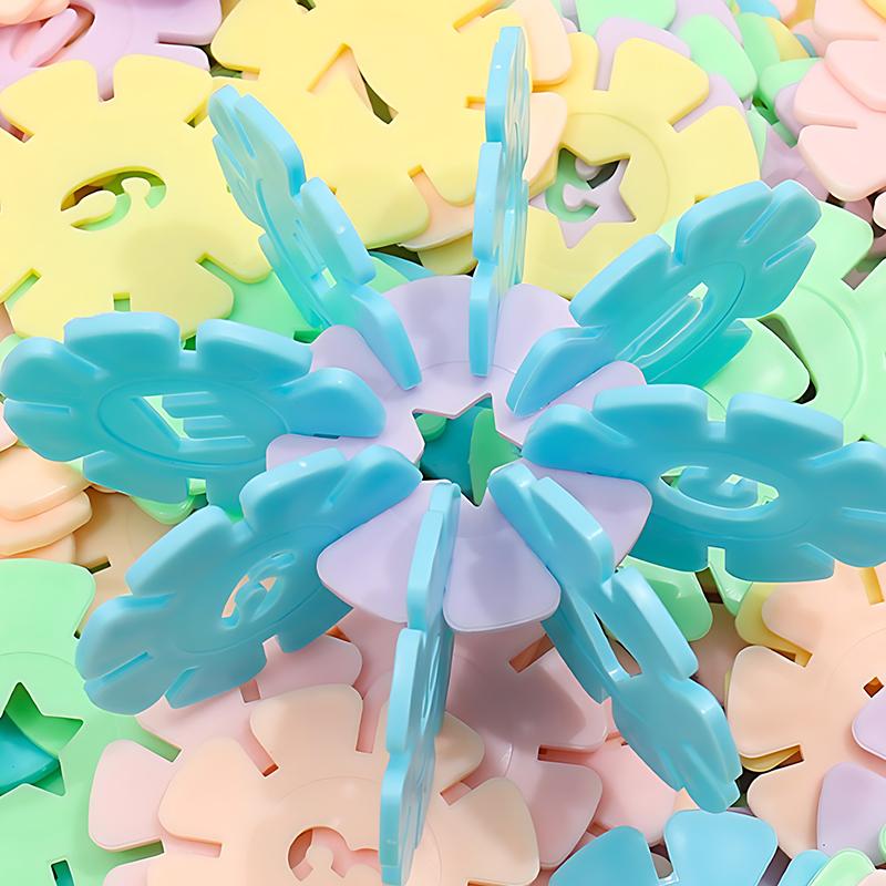 60/100/200PCS Assorted Colors Snowflake Blocks 2 Styles Available Parent Kid Game Kindergarten Color Recognition Accessories ZYF