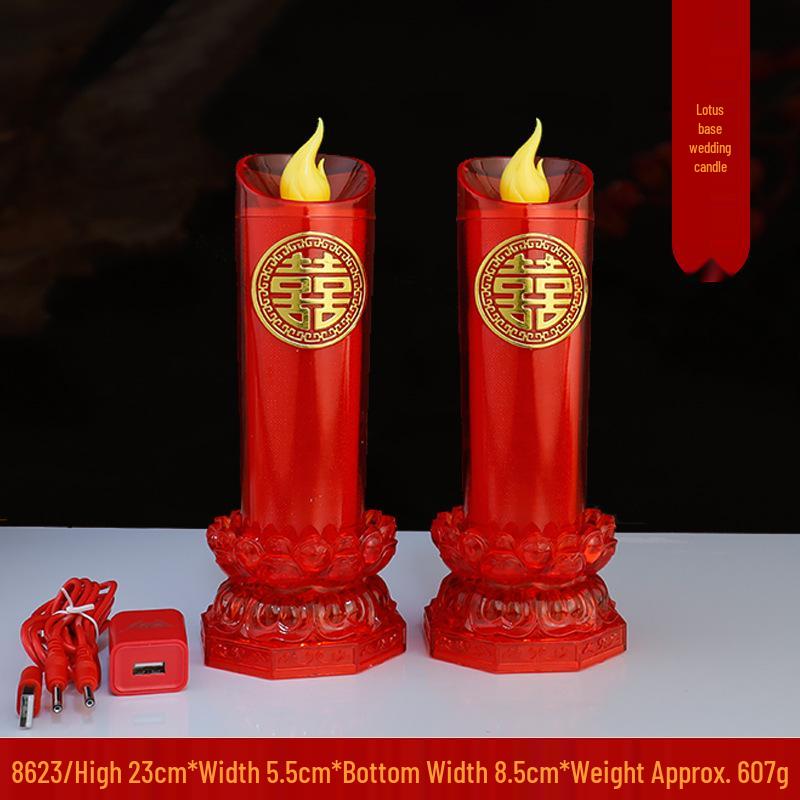 

LED Wedding Dragon & Phoenix Smokeless Candle Lights - Red, Battery-Powered with Simulated Flame for Proposals & Ceremonies.