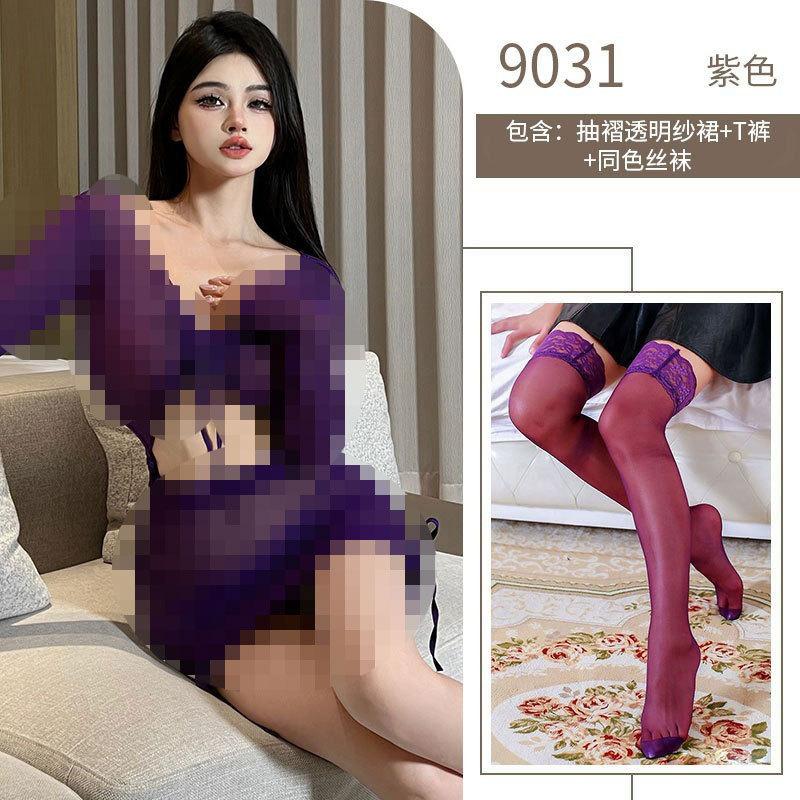 Sexy hollow mesh lace-up lingerie seduces spice girls perspective hip wrap slim nightclub uniform suit