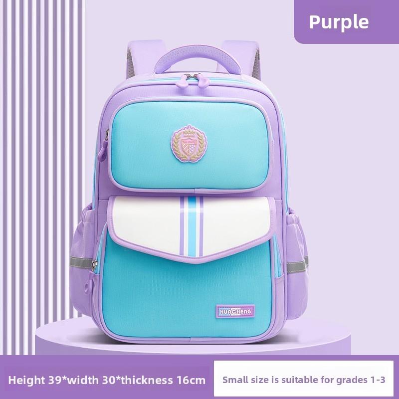 

Oxford Fabric Kids School Backpack With Breathable Waterproof Durable Design For Children Ages 6 To 12 Purple Small