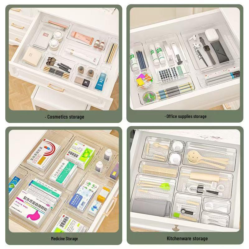 Acrylic Shelf Set with Cosmetic Organizer and Dorm Drawer Divider