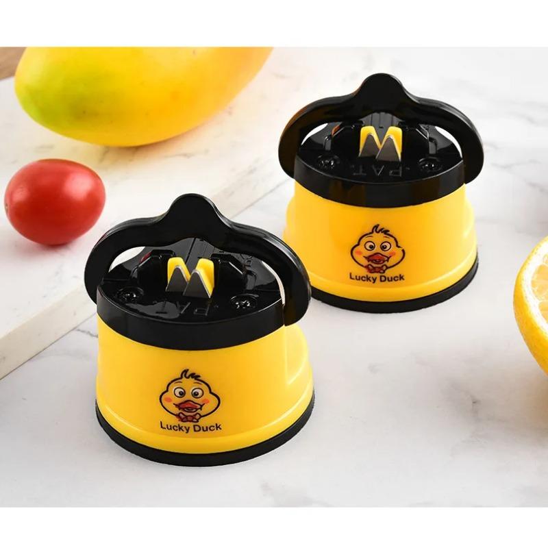 Small Yellow Duck Mini Suction Cup Sharpener Professional Suction Cup Kitchen Chef Knife Grinding Scissors Home Sharpener Stone