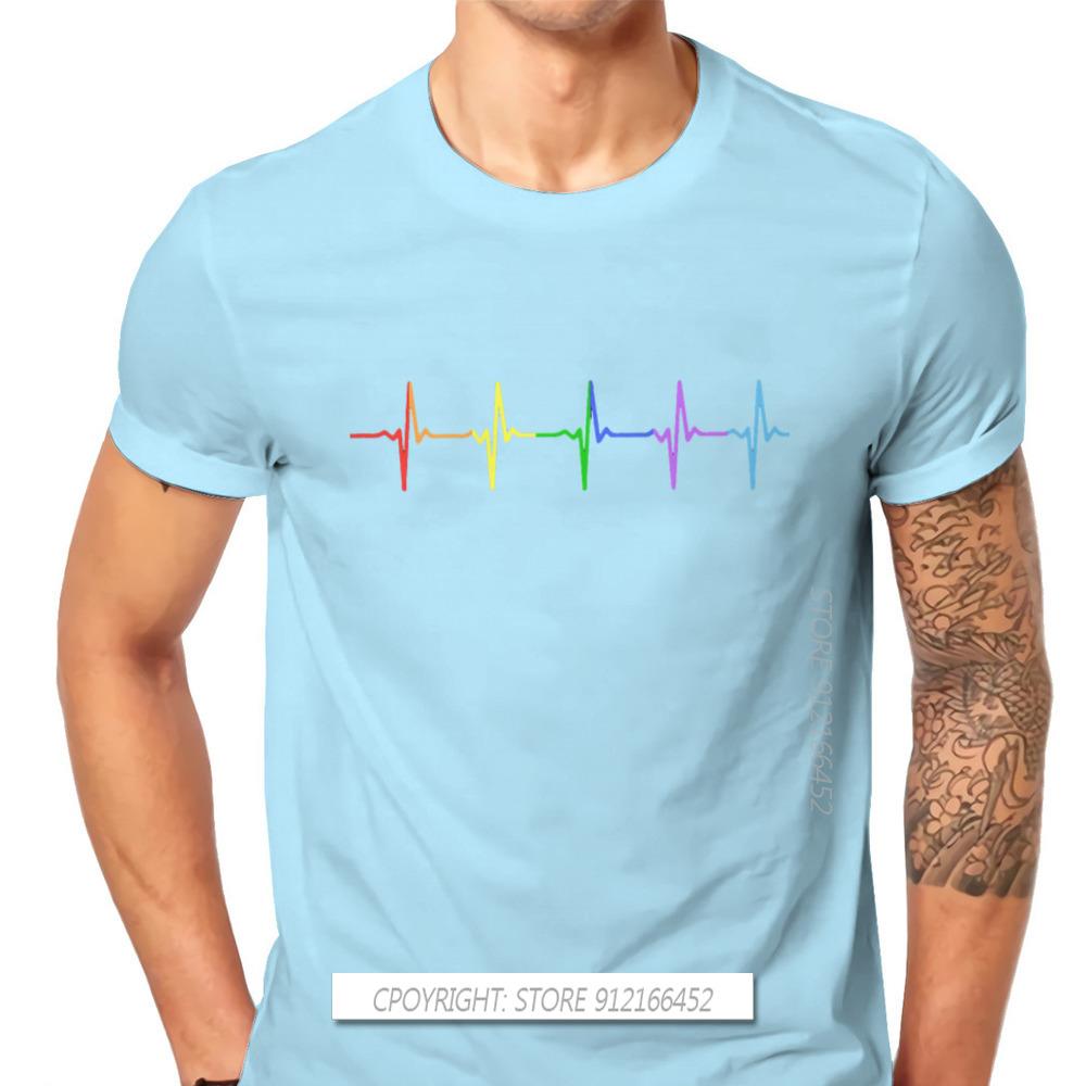 Rainbow Pulse Hearbeat Style TShirt LGBT Pride Month Lesbian Gay Bisexual Transgender Gift Clothes Basic T-Shirt Stuff