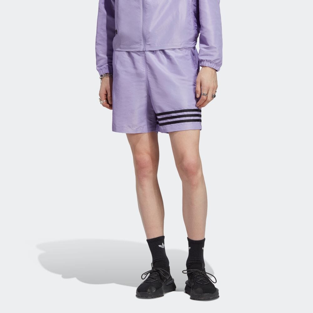 Adidas Originals Striped Logo Embroidered Drawstring Casual Shorts Men Shorts Lilac-Purple HR8690