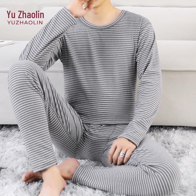 

YUZHAOLIN Men s Striped Thermal Underwear Set 3XL