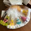 Ethnic Style Beaded Embroidered Sheep Plush Bag Charm Soft Fluffy Key Pendant for Women Purse Backpack Xmas Gift