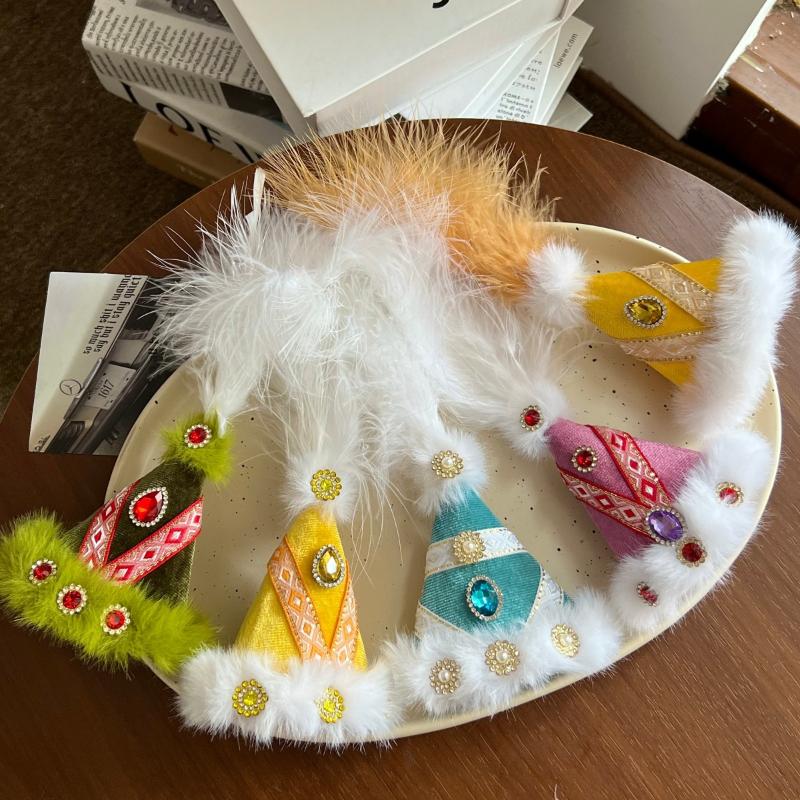 Ethnic Style Beaded Embroidered Sheep Plush Bag Charm Soft Fluffy Key Pendant for Women Purse Backpack Xmas Gift