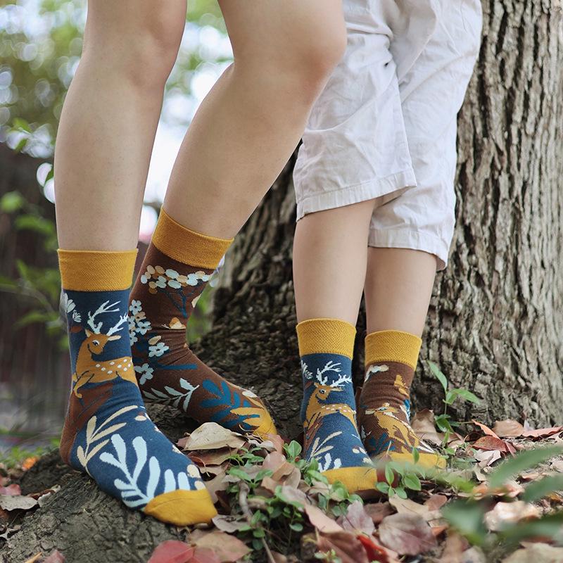 Children's Asymmetrical Cartoon Mid-Calf Socks - Colorful Parent-Child Style, Trendy Fashion for Kids