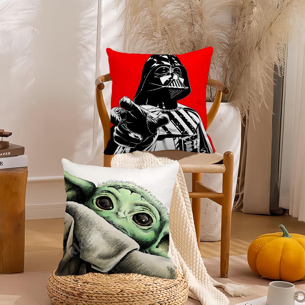 Movie S-Star W-Wars Darth V-Vader Baby Y-Yoda Pillow Case Office Cushions Suitable For Sofa Car Bedroom Decorative Cushion Cover