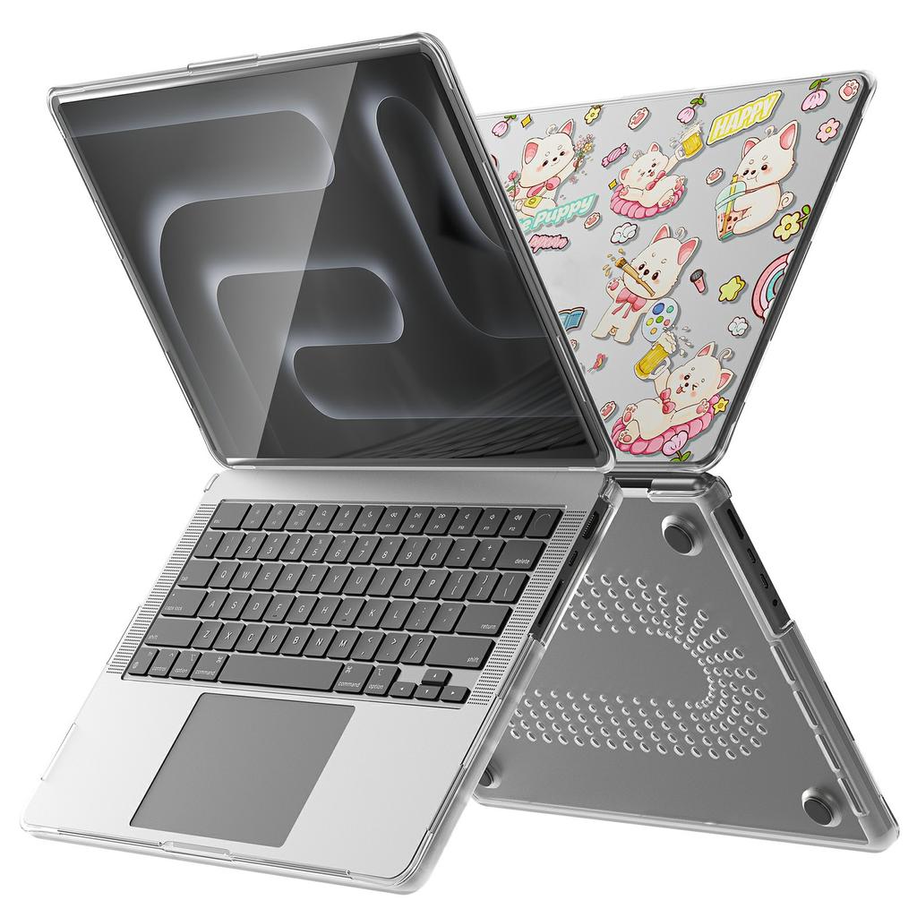 Imprint Pattern PC TPU Laptop Case For MacBook Pro 14 Inch (2024) M4 A3112 A3185 A3401/(2023) A2779 M2 A2918 A2992 M3/(2021) A2442 M1