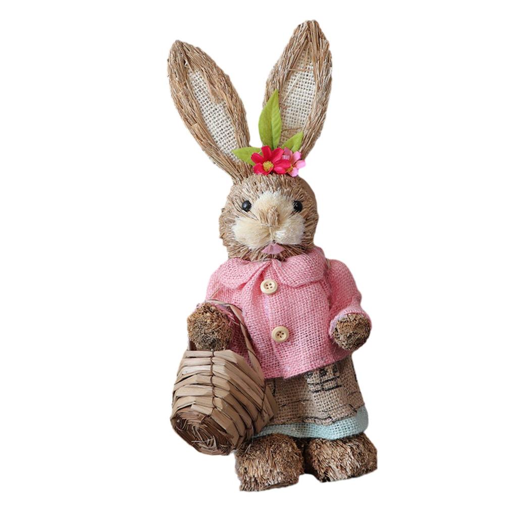 Charming Bunny Statue Handcrafted Rabbit Sculpture Spring Home Accent