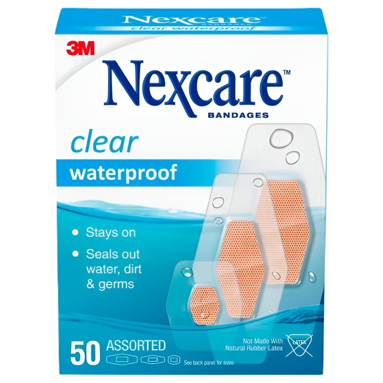 

50/20/8 шт. водонепроникних прозорих бинтів 3M Nexcare різних розмірів 588-20PB