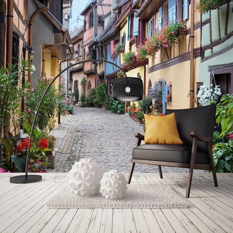 3d Wallpaper European Street Wallpaper Retro City Landscape Wall Mural Living Room Cafe Restaurant Backdrop Wall Decor Fresco