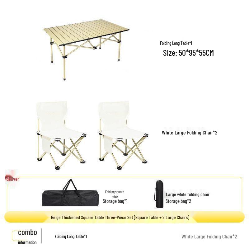 Height-Adjustable Portable Outdoor Picnic Table and Chair Set