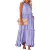 European and American 2025 Summer Ruffle Long Dress - Women's Flowing Holiday Beach Style