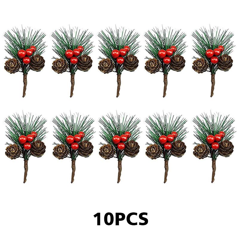 10Pcs Set Gift Box Decoration Mini Pine Needles Christmas Decoration Ornaments Christmas Tree Accessories Pine Needles Pine Cones