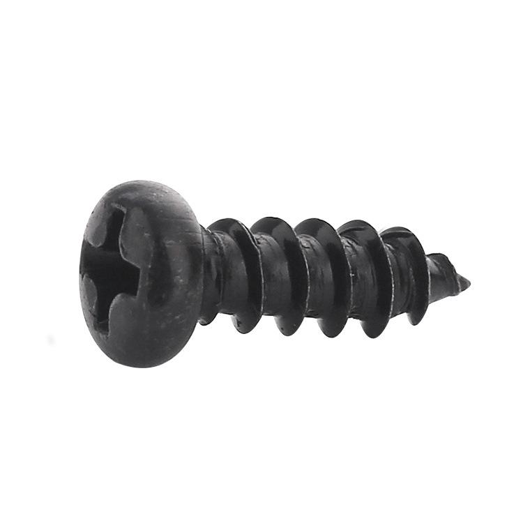 Black Hardened Round Head Phillips Self-Tapping Screws (Sizes: m2.3, m2.6, m3, m3.5, m4)