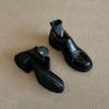 Sheepskin Version~ British Style Small Leather Shoes Women's Leather Thick-soled Rivets One Pedal Deep Loafers Elastic Single Shoes