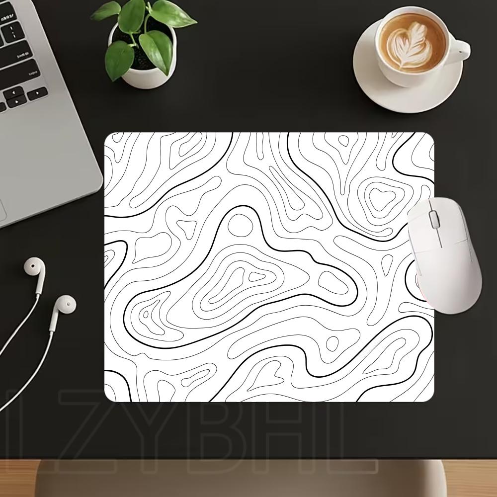 Black White Fluid Mouse Pad Square Multiple Sizes Computer Office Game Table Mats Rubber Anti-slip Mousepad Small Decor Desk Mat