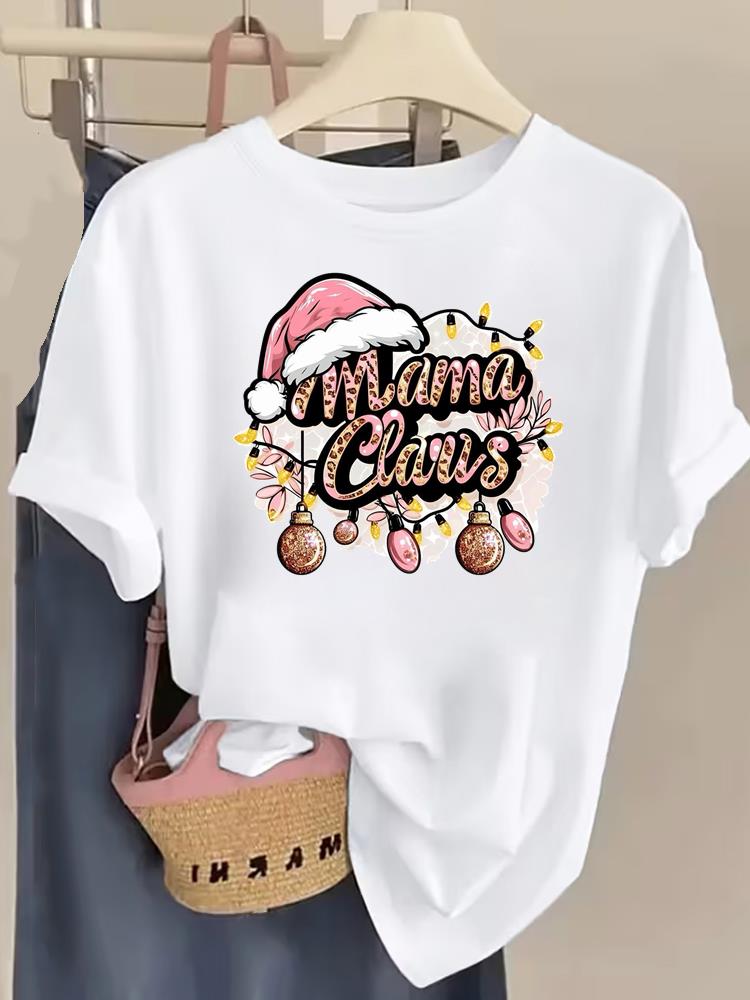 (Asian Size) watercolor trend Tee Top Christmas Festival New Year Clothing T Shirt Women Fashion Print Female Woman Short Sleeve Graphic T-shirts