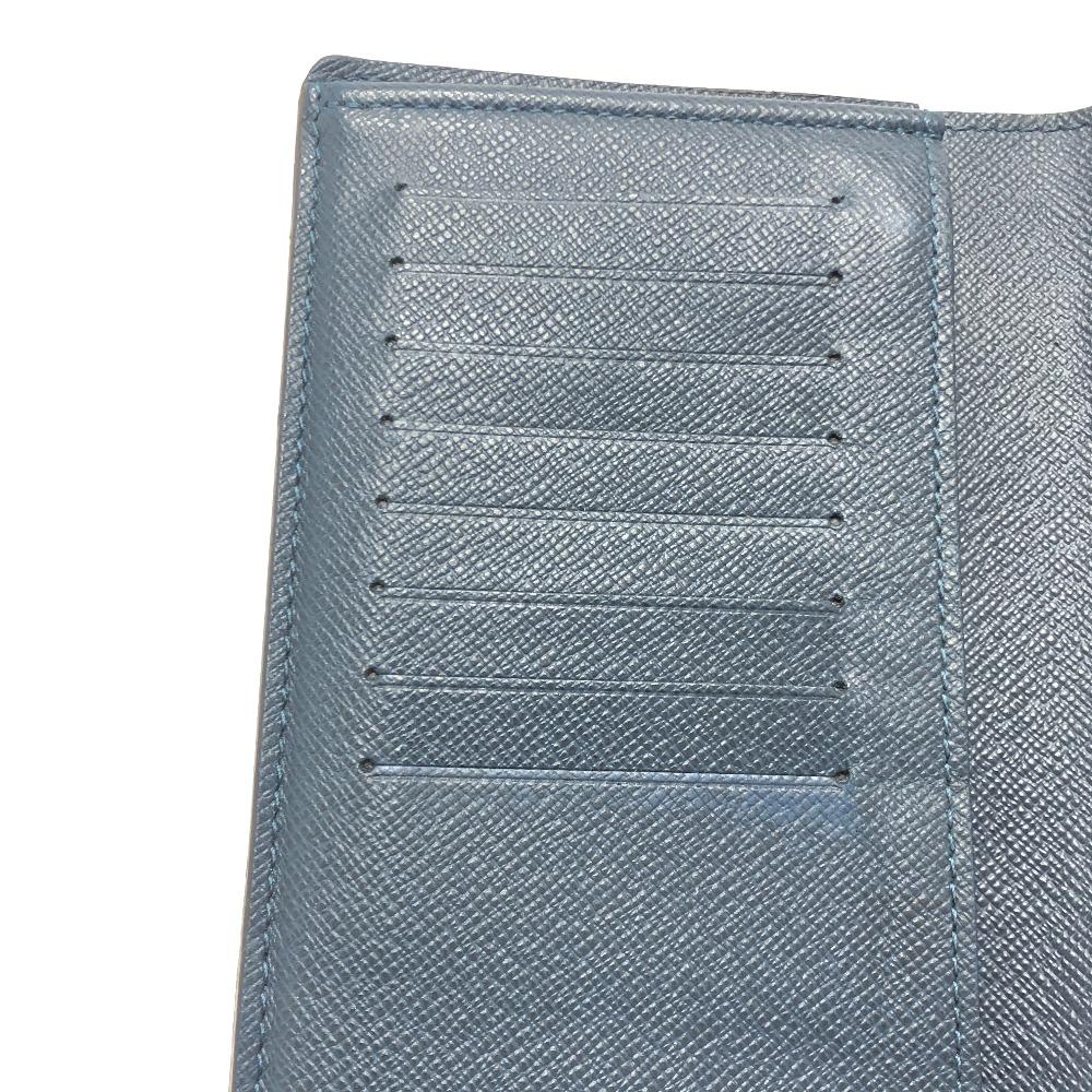 Louis Vuitton M64010 Taiga Stripe Portefeuille Brazza Long Wallet blue/Wine Red