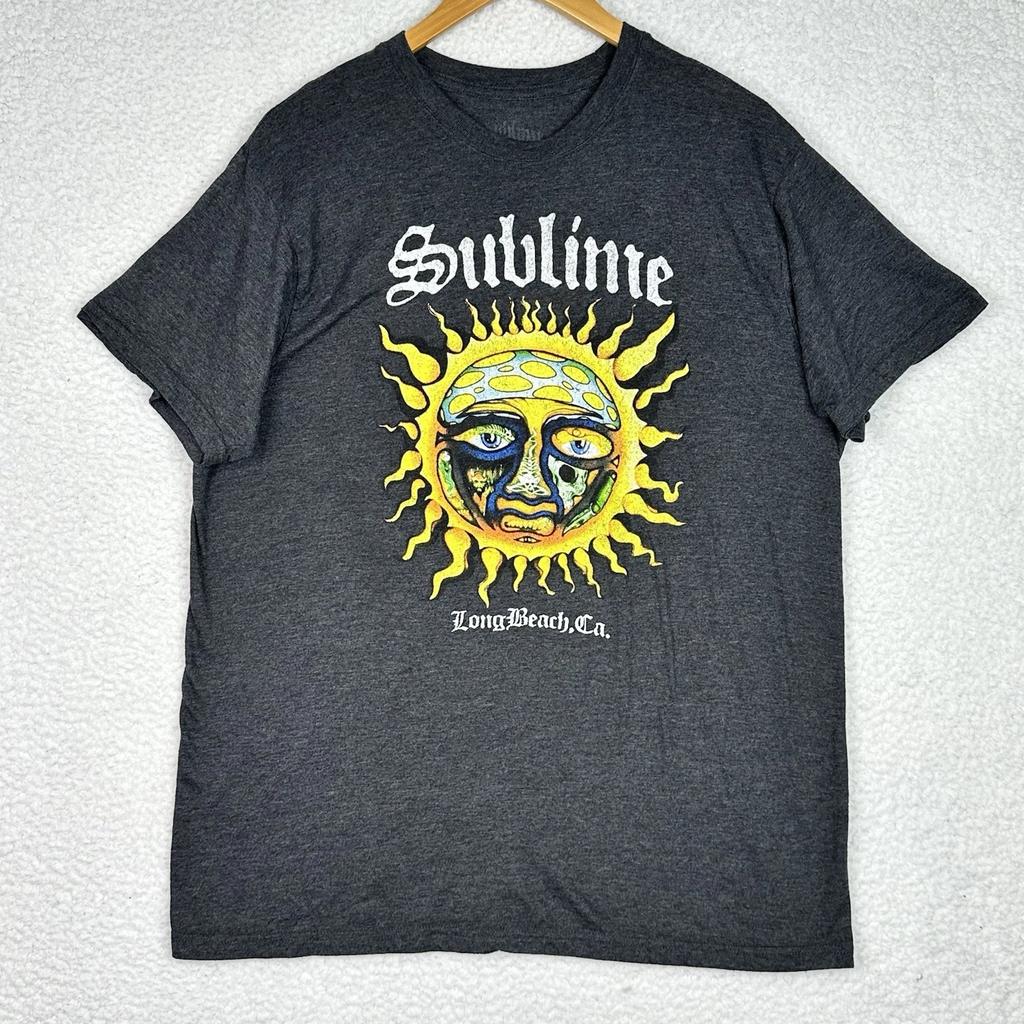 Sublime Sun Logo T Shirt Long Beach CA Graphic Tee Gray Large Band Shirt Grunge