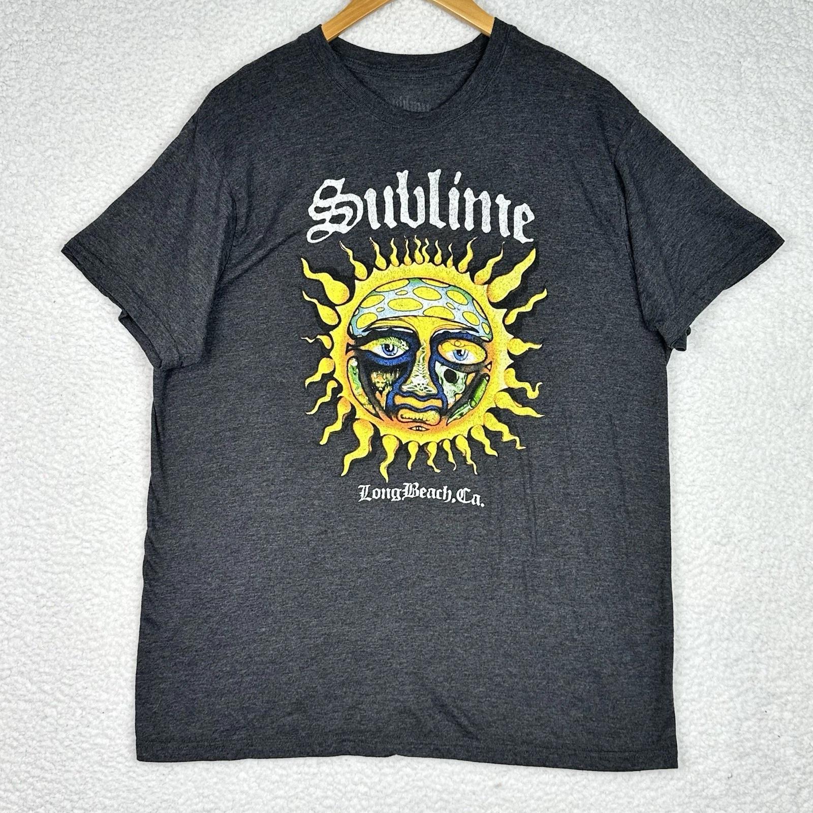 Sublime Sun Logo T Shirt Long Beach CA Graphic Tee Gray Large Band Shirt Grunge 2XL