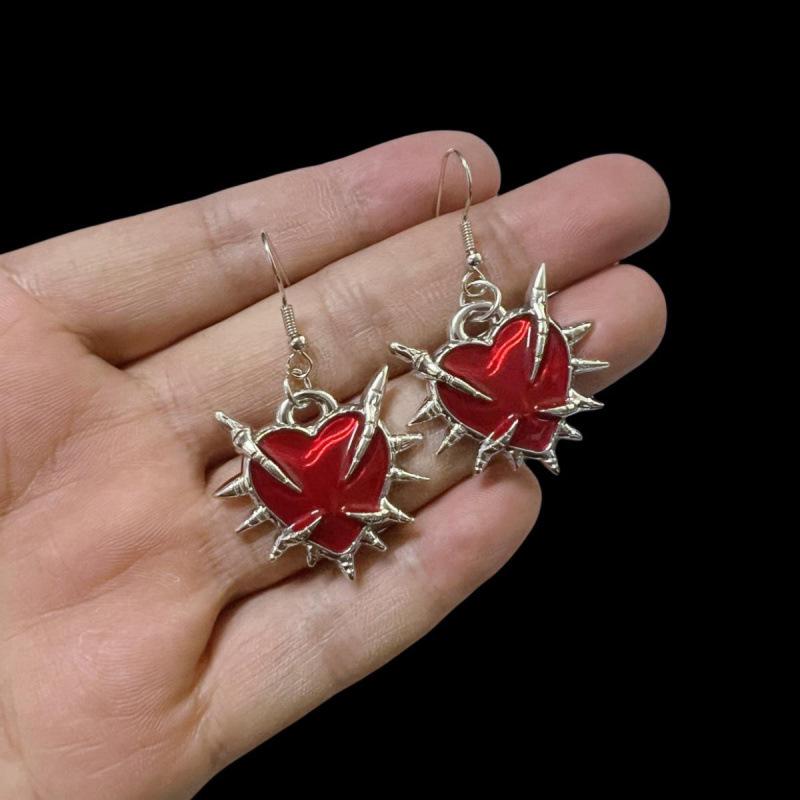 New Thorns Heart Earrings: Dark Gothic European & American Subculture Trend Hip Hop Accessories