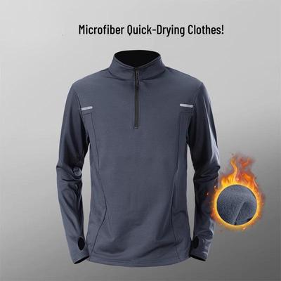 Men's Winter Quick-Dry Long Sleeve Base Layer: Slightly Fluffy for Skiing, Running, Fitness & Sports