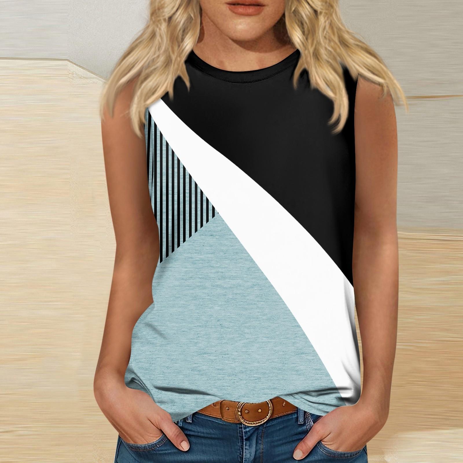 Женские повседневные топы-туники для ношения с леггинсами Рубашки без рукавов Струящиеся — фото 10