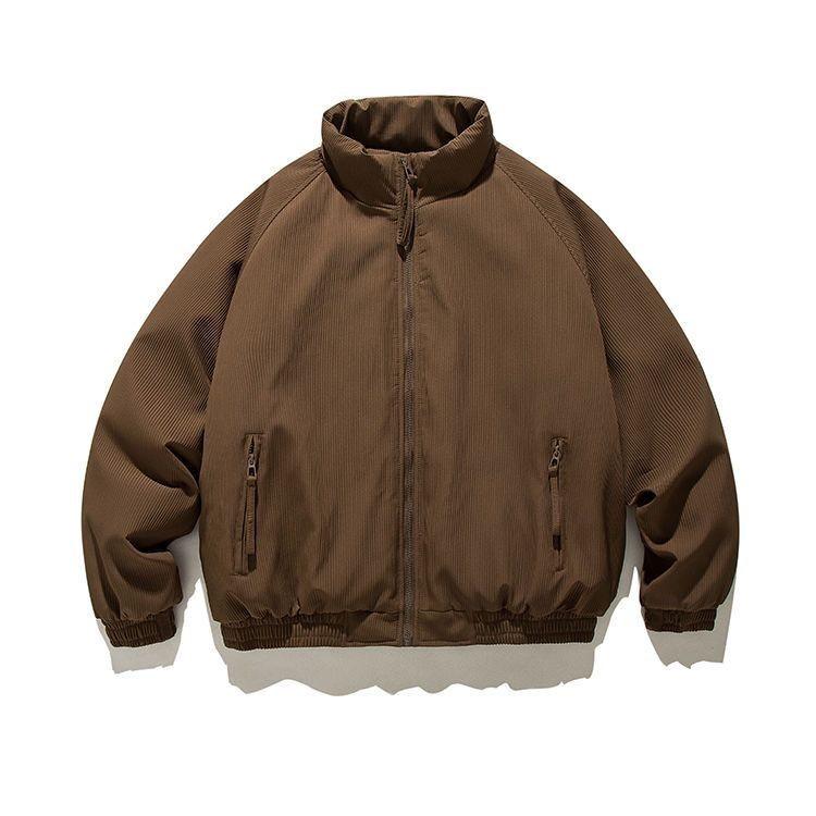 Unisex americká retro péřová bunda s vertikálními pruhy - Zesílený bavlněný kabát svrchní oděv, Ležérní všestranný design