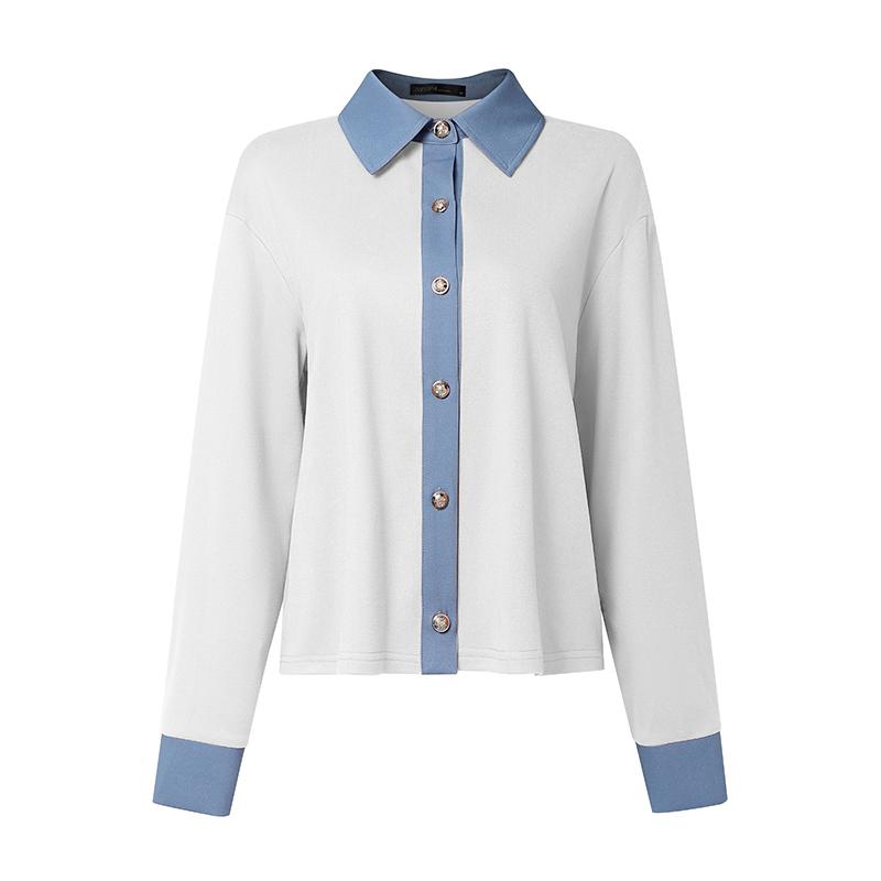 ZANZEA Women Casual Splice Turn Down Collar Long Sleeve Blouse