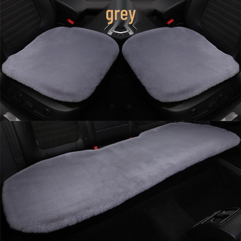 Rabbit Plush Winter Car Seat Cushion - Thick, Warm, No-Backrest, Universal Three-Piece Set