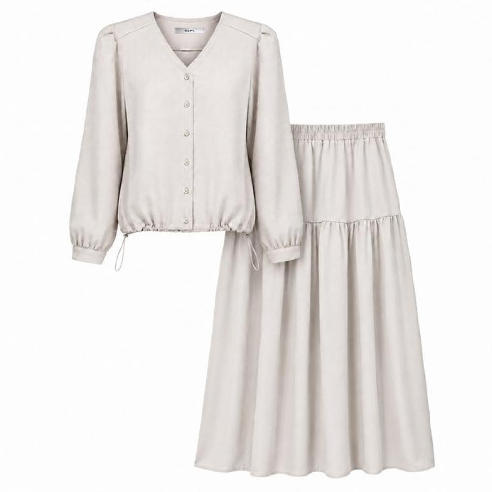 GGPX New York V Neck Plain Office Look Two Piece Gq8st008f