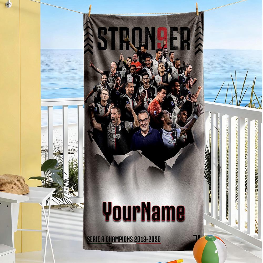 Juventus Personalized Name Beach Towel Super Soft & Absorbent Suitable for Sports Travel Swimming Yoga Bathroom Beach And Pool