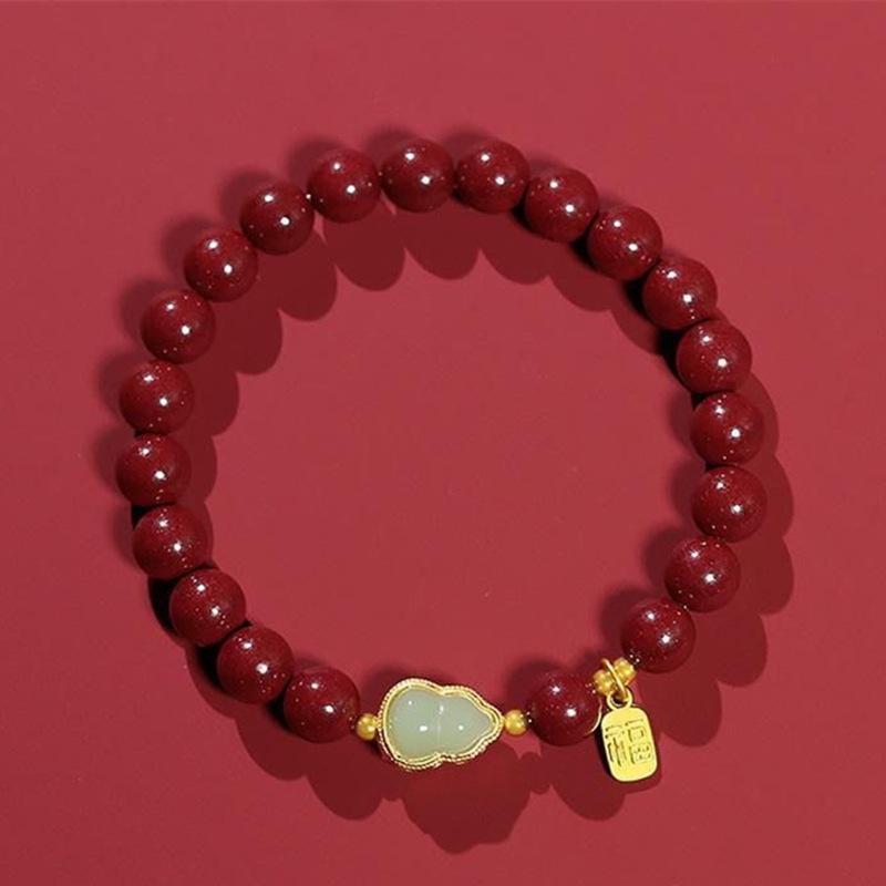 

Браслет JYL TS «Богатство» с бусинами Привлекает Процветание И Успех 6mm Cinnabar Fulu старые бордового