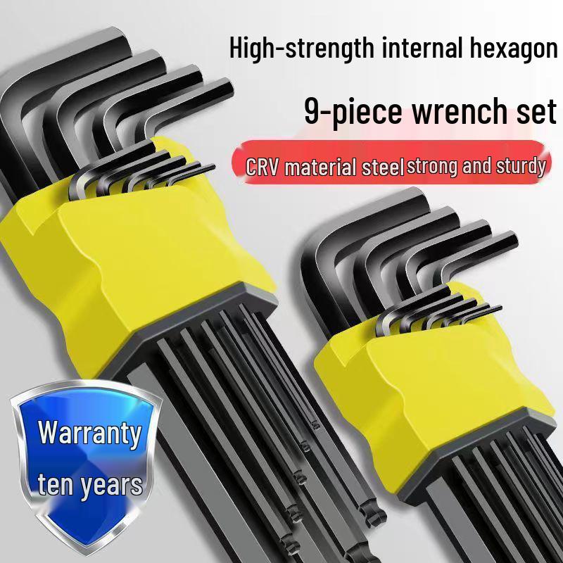 9-Piece Ball End Hex Key Set - Hexagonal 6-Point Screwdriver Wrench