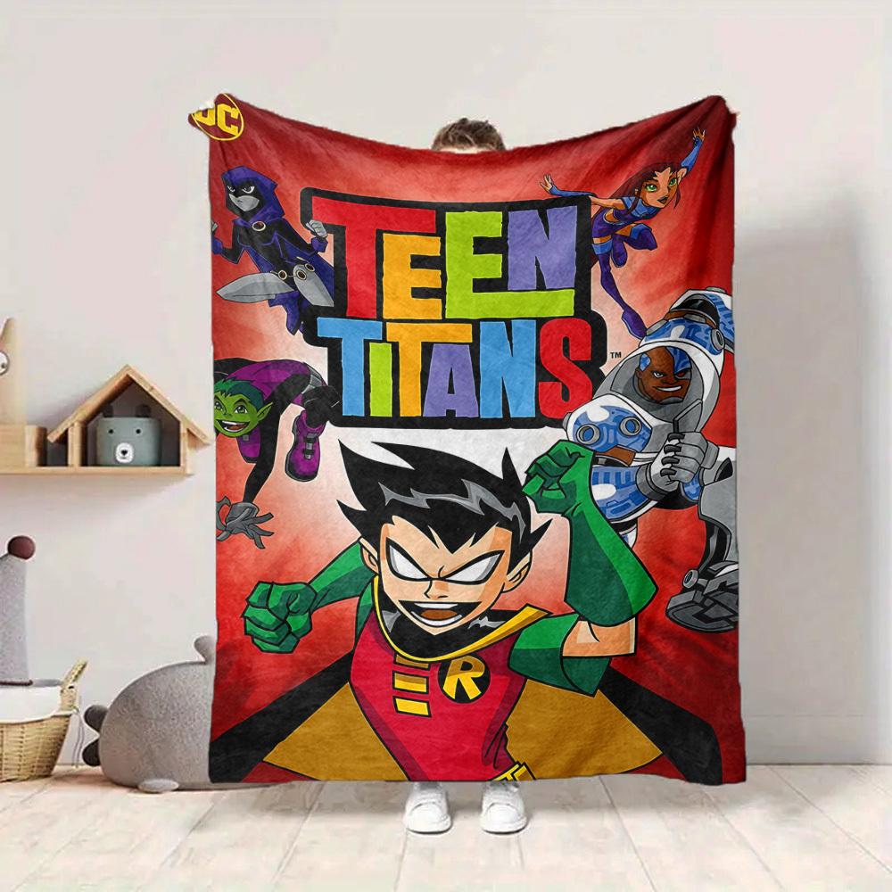 1 peça Cobertor de Flanela Teen Titans - Leve Macio Quente para Todas as Estações para Sofá, Cama, Viagem, Acampamento L1029096