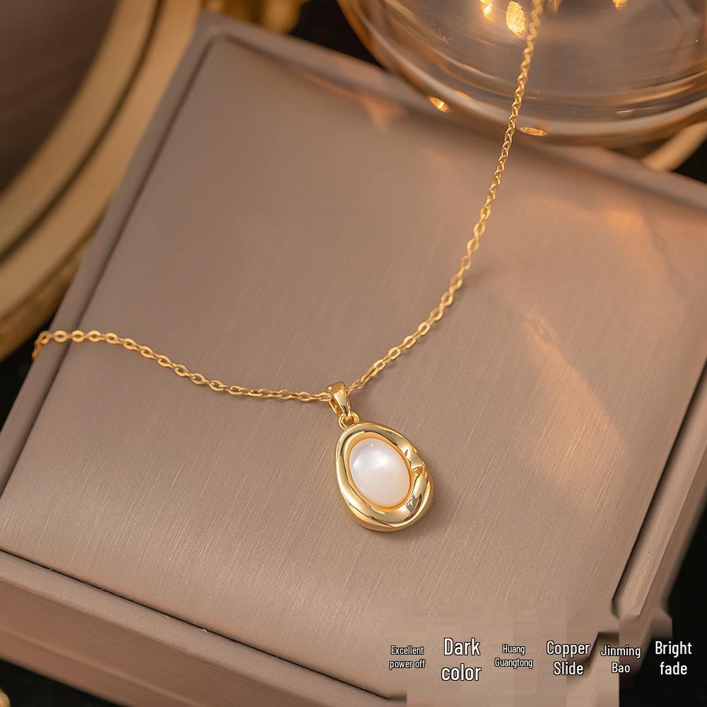 Chic Non-Fading Titanium Steel Necklace for Women with Unique Design and Sparkling Copper Pendant