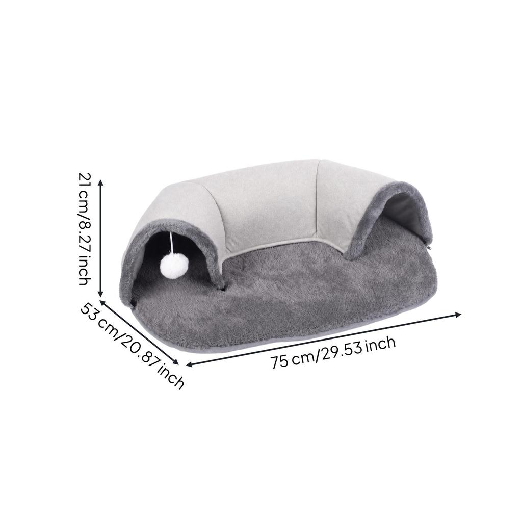 Cat Tunnel Bed with Fluffy Ball Toy Padded for Bedroom, Cats, Kittens