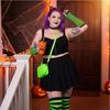 Halloween Colorful Striped Over-The-Knee Socks and Matching Gloves Set for Party