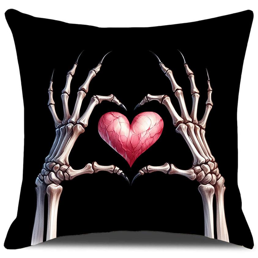 Niche Valentine's Day Skeleton Hand Love Pillow Case Line Cushion Pillow Household Sofa Pillow Case