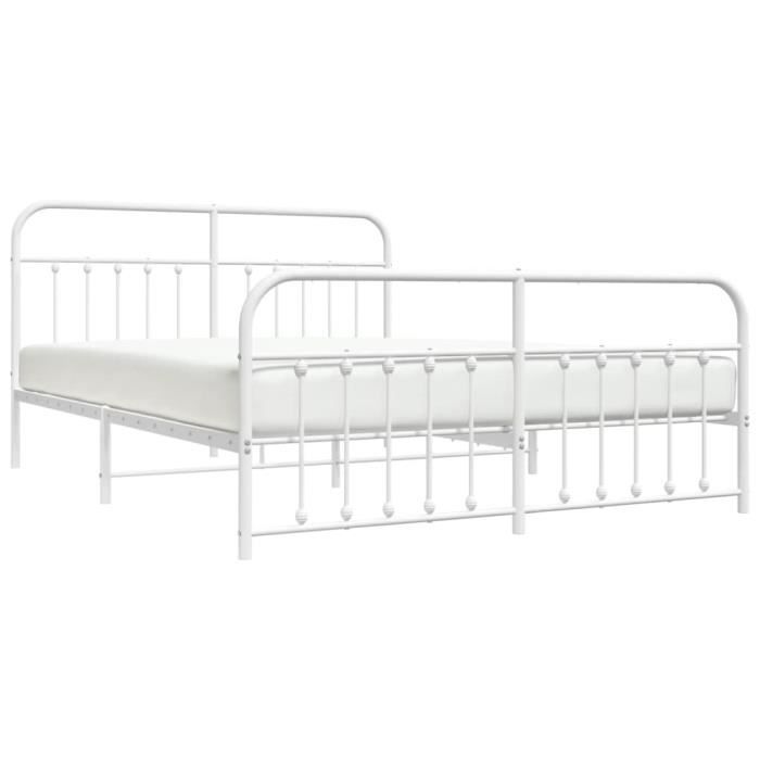 VidaXL Cadre de lit métal avec tête de lit-pied de lit blanc 183x213cm 352650