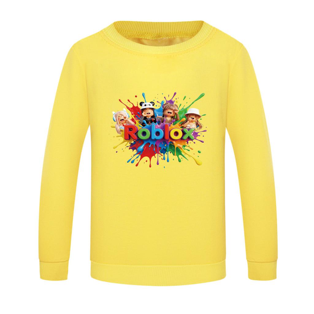 5575 Модная повседневная толстовка с принтом Roblox для мальчиков и девочек, с круглым вырезом, длинным рукавом 100cm жёлтый