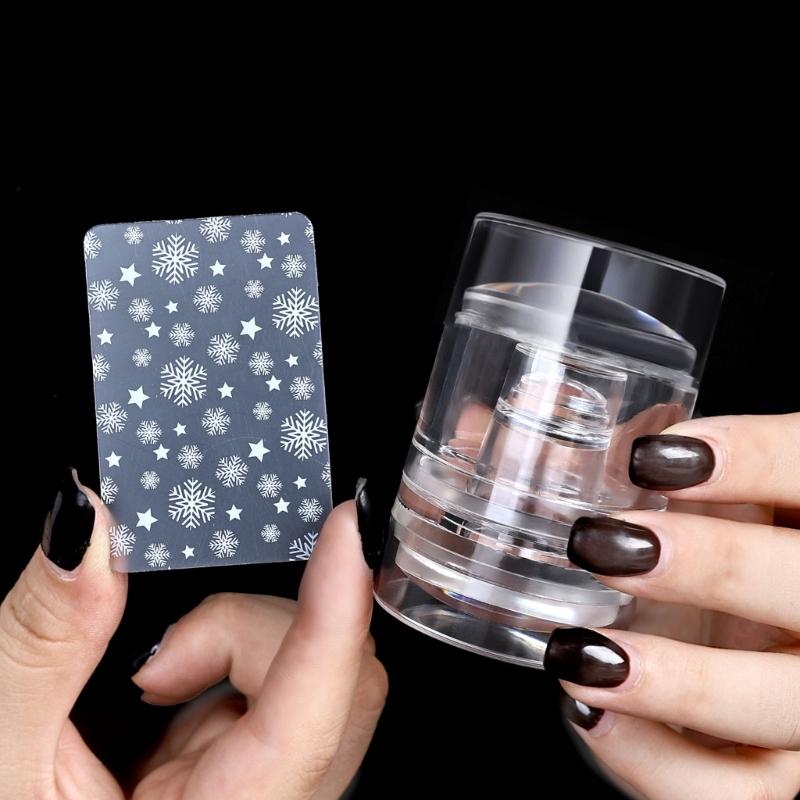 3 in 1 Silicone Nail Art Stamper Kit with Scraper For Easy Pattern Transfer And Manicure Quick Easy Nail Art Design